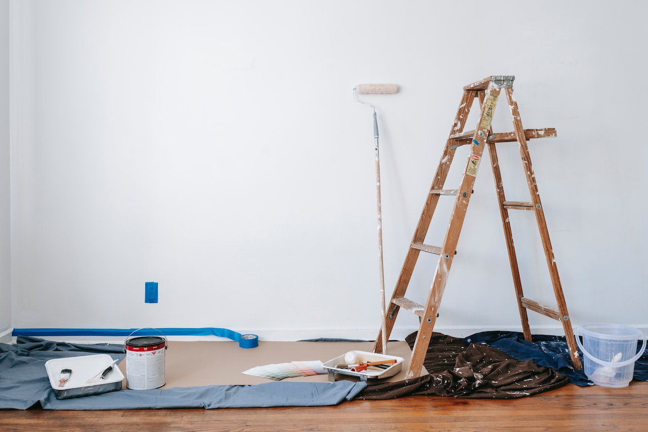 inside wall being painted